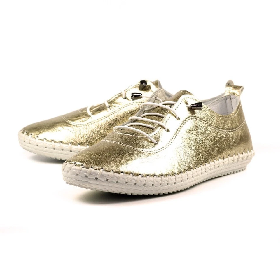 Lunar Womens/Ladies St Ives Metallic Leather Plimsolls (GS769) - Image 2 of 4
