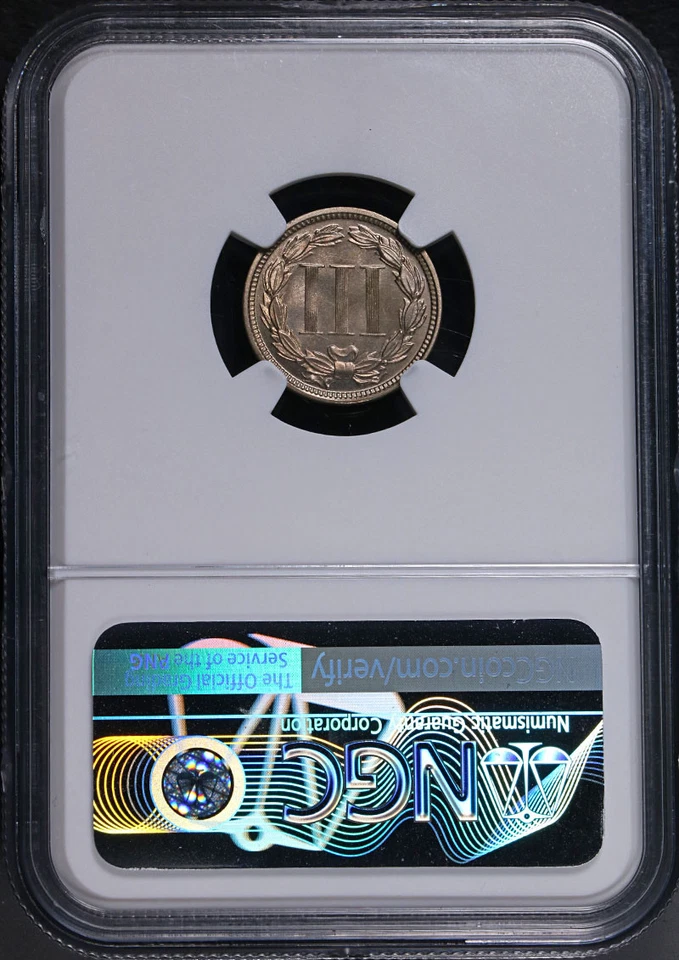 1872 Three (3) Cent Nickel Proof NGC PF64 Great Eye Appeal Nice Strike - Image 4 of 4