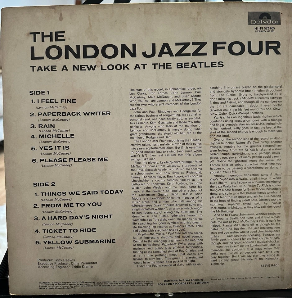 RARE First Press The London Jazz Four Take A New Look At The Beatles 1967 582005 - Image 2 of 4
