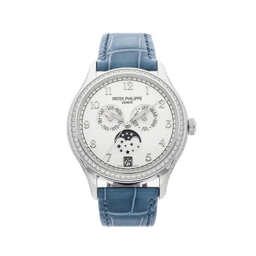 Patek Philippe Complications Annual Calendar Moon Phases Diamond Watch 4947G-010