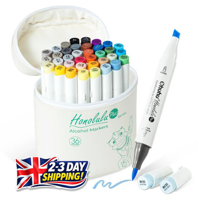 Ohuhu Honolulu Plus 36 Farben Supreme Pinsel & Meißel Dual Tip Alkohol Marker