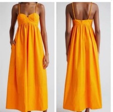 Women’s Farm Rio Orange Yellow Cotton Maxi Dress Size Small NWT