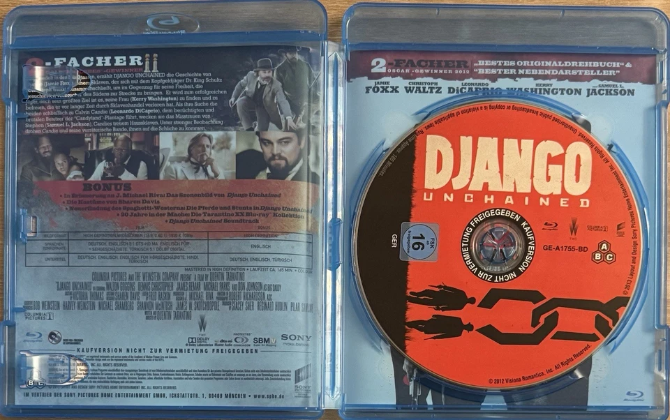 Django Unchained von Quentin Tarantino Blu-ray Film Western Zustand Sehr gut - Bild 2 von 3