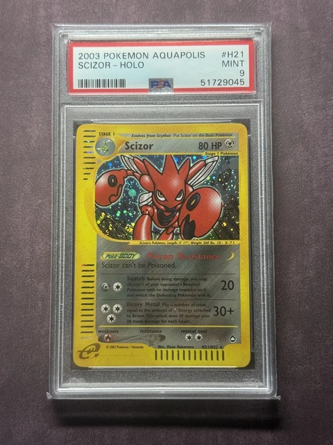 2003 Pokemon - Scizor Holo Rare E Reader Aquapolis H21/H32 - PSA 9 Mint W Swirl