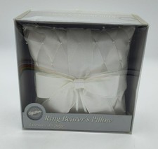 Vtg Wilton White Square Ring Bearers Pillow 2002 Timeless Satin Ribbon Pearls