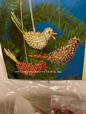 Vintage LeeWArds Christmas Push Pin Ornament Kit "Jeweled Birds" NOS HTF 1972