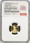 1776-2026 W Proof $5 American Gold Eagle 1/10 oz NGC PF70 Ultra Cameo
