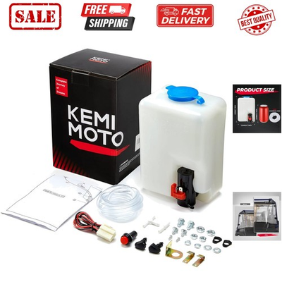 #ad Universal Car Windshield Washer Pump Washer Fluid Reservoir Bottle Kit with P... $34.16