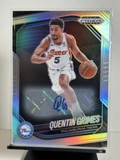 2024 Quentin Grimes Prizm Black Silver Auto #63 - Philadelphia 76ers