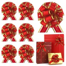 Metallic Organza Pull Bows for Gift Baskets Presents RedDD 6 PCS