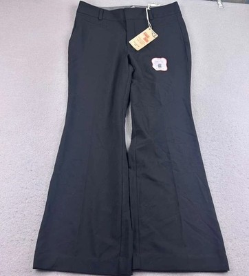 Dockers Pants Womens 12 Medium Black Khaki Diem Flat Front Flared Leg NWT