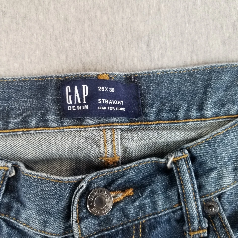 Gap Jeans Men's Sz 29x30 VTG Straight Dark Wash 100% Cotton Normcore Durable - Image 3 of 4