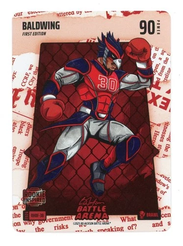 2026 Battle Arena BaldWing `Drake Baldwin` Brawl Red Headlines Battlefoil