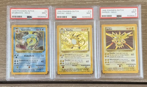 PSA 9 MINT Raichu Gyarados Zapdos Base Set Holo Rare 1999 Pokemon WOTC DUTCH