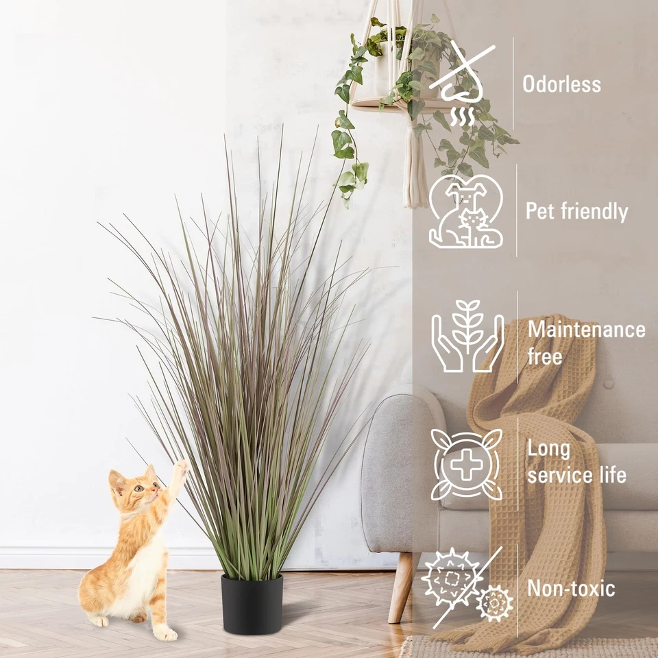 4FT 2-Pack Artificial Onion Grasses, 47.2’’ Indoor Outdoor Fake Grass Plant, ... - Image 2 of 4