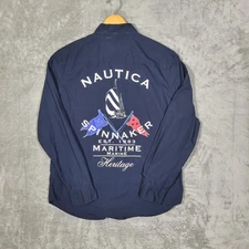 Nautica Shirt Mens Medium Button Up Spinnaker 35th Anniversary Heritage Sailing