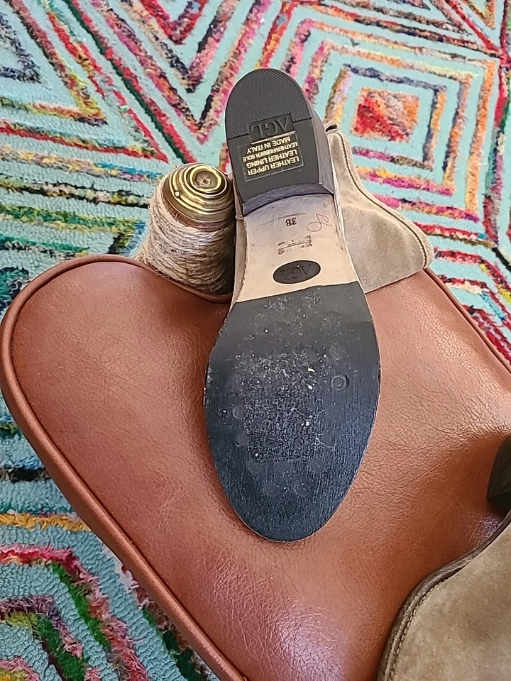 Mujeres AGL Taupe Gamuza Pull on Botas Cortas Zapatos Talla 38 Talla 8 Foto 4 de 4