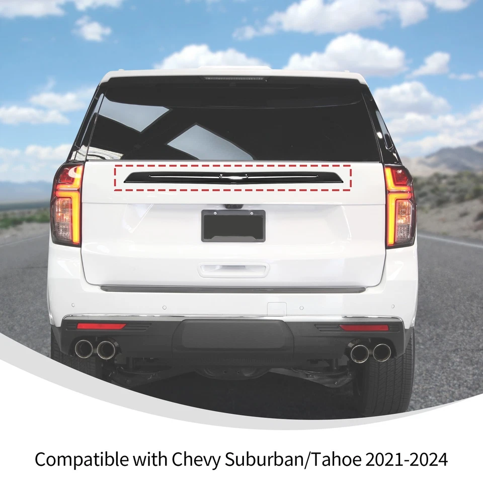 Black Tailgate Molding Cover For Chevrolet Suburban Tahoe 2020 2021 2022 2023 US Foto 4 de 4