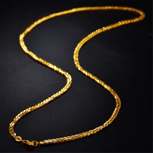 Pure 999 24K Yellow Gold Chain Women 2.8mm Wheat Link Necklace 16-20inch - Picture 3 of 6