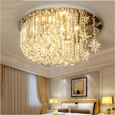 Star Moon Crystal bedroom LED ceiling lamp simple dining room round child light