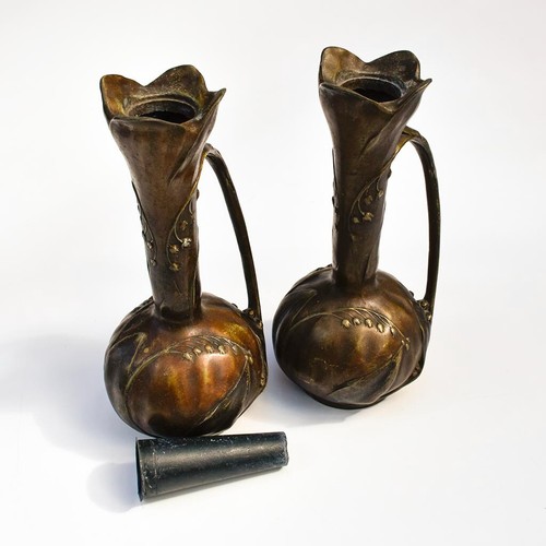 Pair of Antique Louis Chalon Bronze Style Patina Brown Art Nouv Ewer Vases - Picture 7 of 13