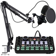 Podcast Equipment Bundle, Audio Interface And Dj Mixer And Bm-800
