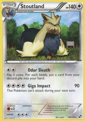 Pokemon - Stoutland - 83/114 - Rare - Black and White - NM
