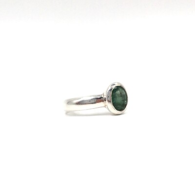 925 Silber Ring grüner Smaragd 1.01ct Bandring Solitär Schmuck Emerald 17.8mm 56