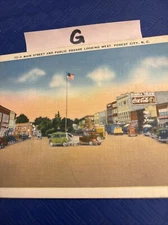 Forest City, NC North Carolina Main St & Public Sq looking west Vintage postcard