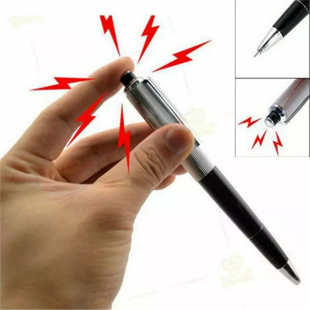 Shocking Electric Pen Prank Shock Trick Novelty Metal Joke Gag Funny Toy  Gifts