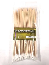SE CS100-6 6” Cotton Swabs with Wooden Handles (Pack of 100)