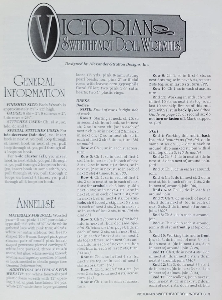 Венки для кукол Victorian Sweetheart узоры для вязания крючком на чердаке Энни - Изображение 2 из 4