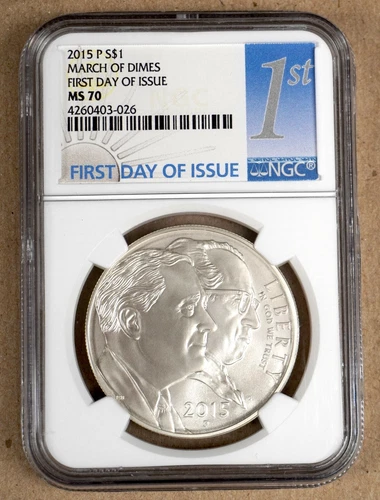 2015-P MARCH OF DIMES COMMEMORATIVE SILVER DOLLAR NGC MS70 403026
