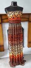 Women Long Maxi Dress Orange Multi Size S/M