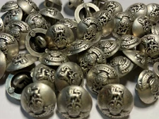 Heraldic Lion/Crown Italian Metal Button Antique Silver Finish 15mm 5/8" Shank