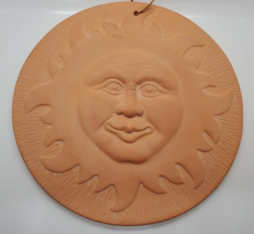 Unglazed Terra Cotta Sun Face Wall Plaque Pottery 10 Inch Diameter Ebay