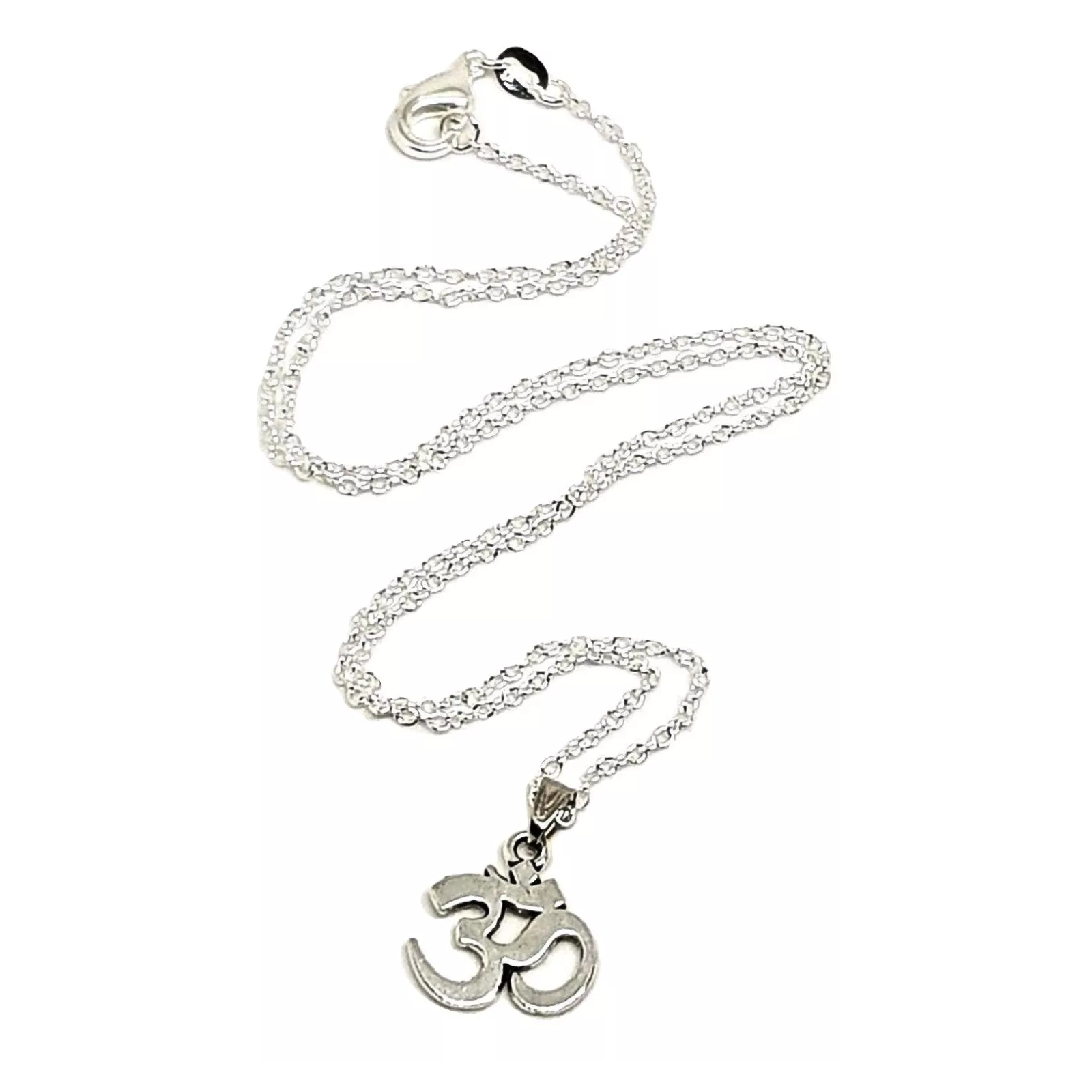 Om Aum Necklace Pendant Symbol Namaste Silver Plated Chain Necklace Jewellery