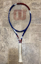 Wilson US Open Adult Tennis Racket, 4-1/2 L4 - Red White Blue