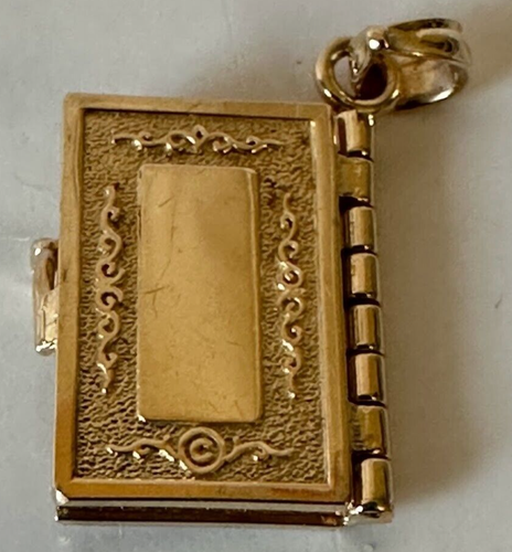 VINTAGE 14K GELBGOLD BIBEL MIT GEBET CHARM/ANHÄNGER - Bild 2 von 7