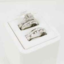 2Ct Round Cut Lab-Created Diamond Engagement Trio Ring Set 14k White Gold Plated