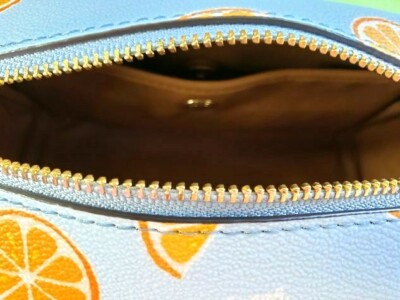 COACH SMALL BOXY COSMETIC CASE:NWT NAVY/WATERMELON PRINT or BLUE