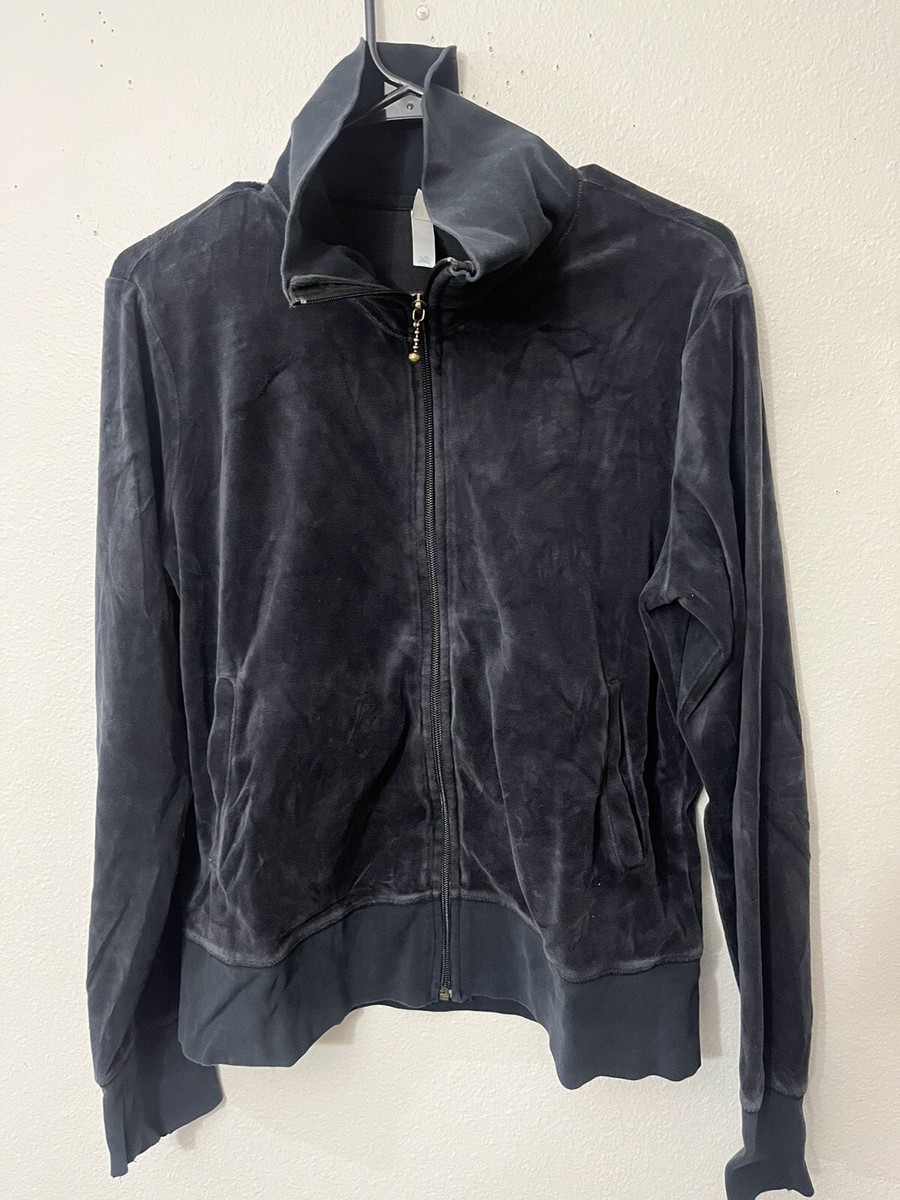 GAP Body Fit Full Zip Up Black Velour Sweatshirt Hoodie Women
