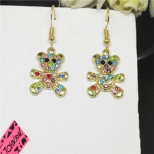 Hot Fashion Women Multicolor Crystal Lovely Bear Animal Girl Stand Lady Earrings