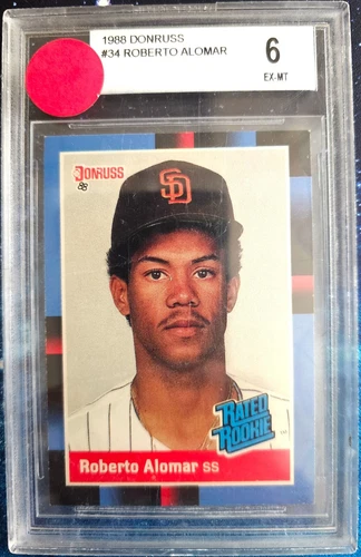 1988 Roberto Alomar - HALL OF FAME [ GRADED 6 ] San Diego Padres - Baseball Card