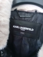 Karl Lagerfeld Paris Oyster Bomber Jacket Faux Mink With Faux Leather Trim £359