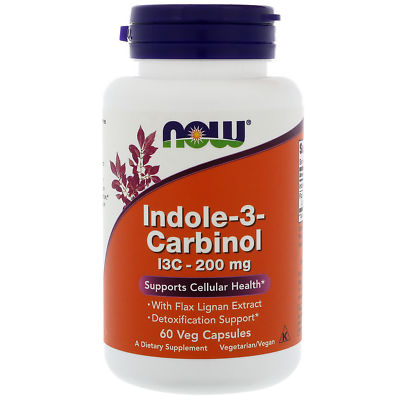 Indole-3-Carbinol (I3C) 200 mg 60 Veg Caps by NOW - Detoxification Support