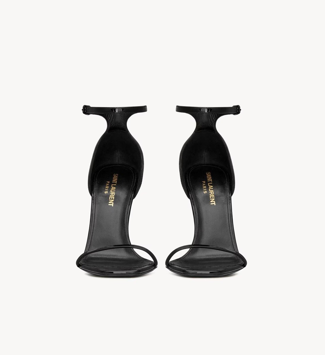 Saint Laurent Opyum Heel Sandals with Golden Hardware Black