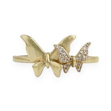 0.06ct Round Diamonds in 14K Gold Double Butterfly Ring