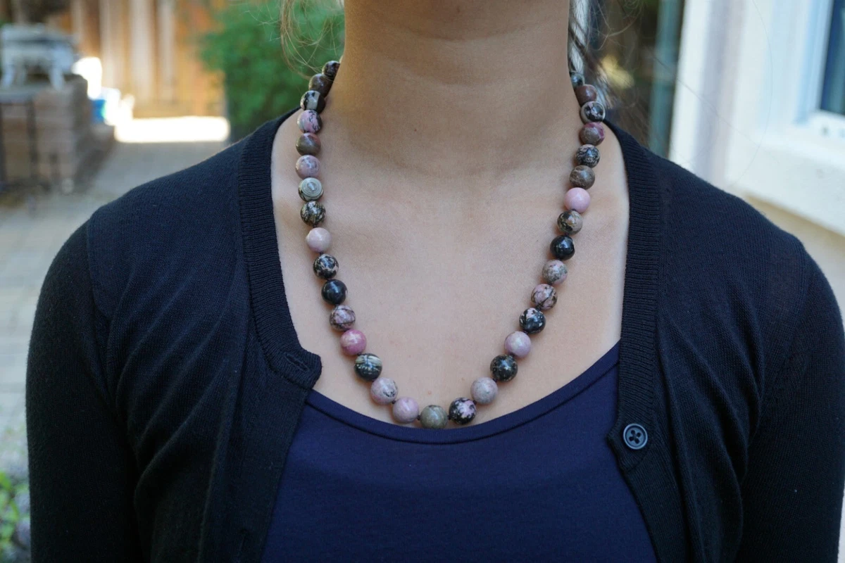 Rhodonite bead necklace clearance
