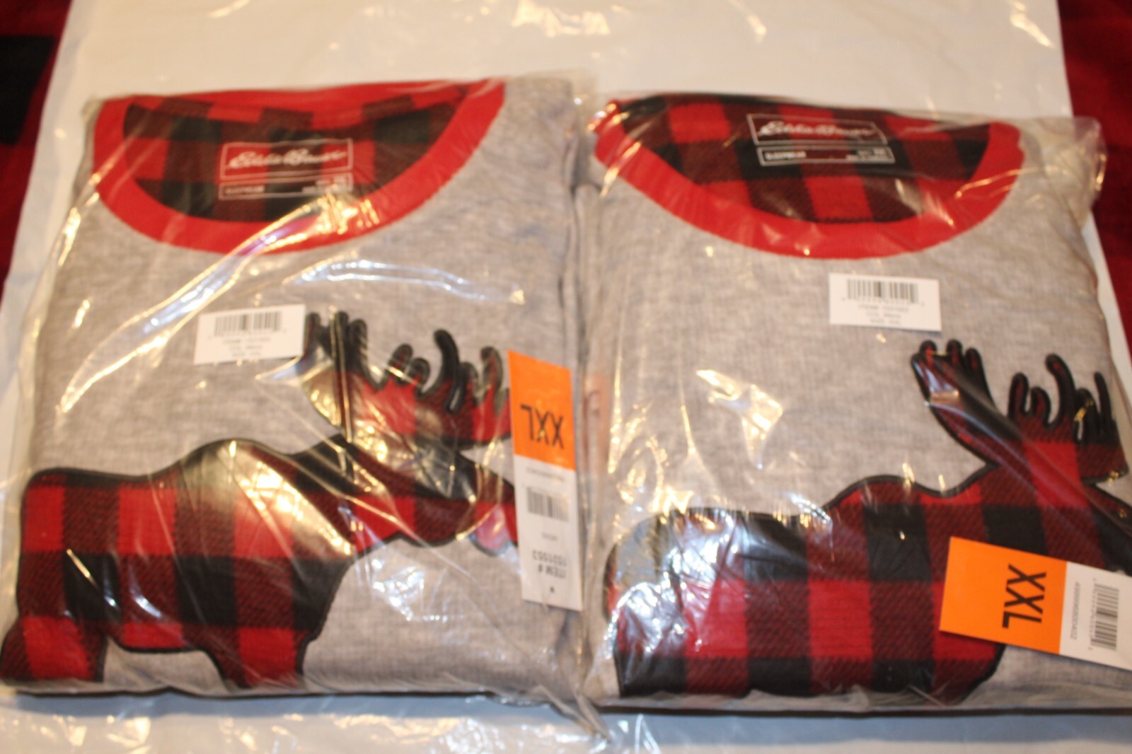 Lot of 2 Men's Eddie Bauer Pajama Sets, Size XXL, Flannel Pants Moose